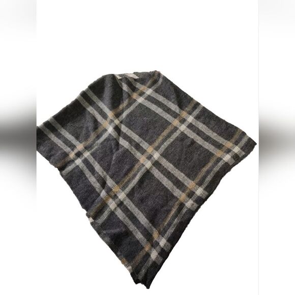 Nardi &Tagliaferri Wool Blend Wrap Shawl Gray Plaid Made In Italy Alpaca - Picture 1 of 5